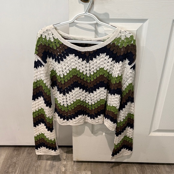 Truth By Republic Tops - Crochet Chevron Long Sleeve Sweater